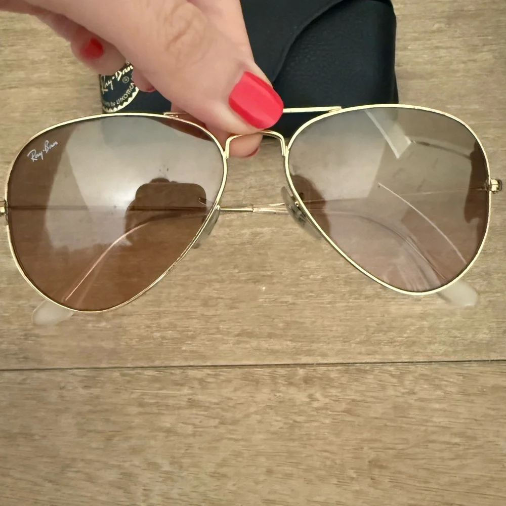 Ray-Ban Aviator Sunglasses - Gold Frame with Brown Lens - Picture 2 of 2